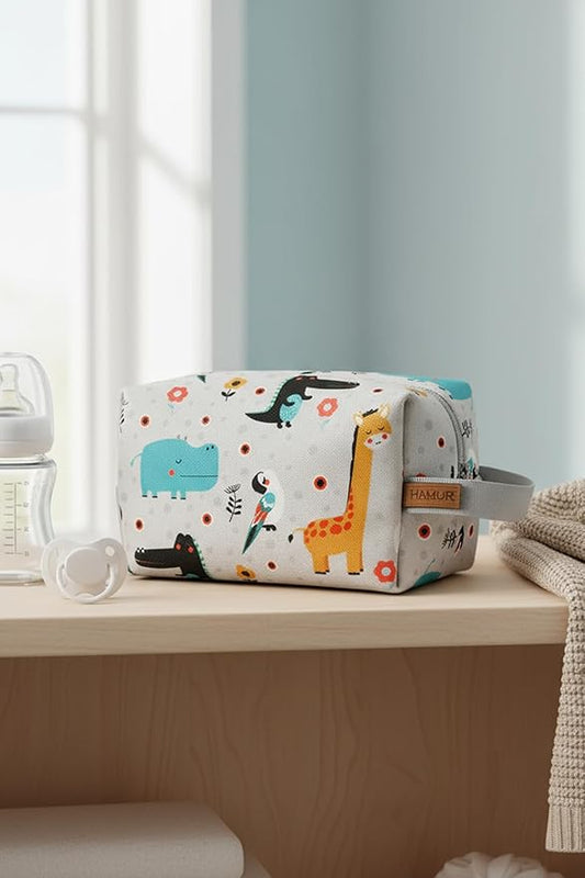 HAMUR HOME Reusable Wet Dry Bag – Water-Repellent Travel Organizer with Protective Inner Lining for Baby Diapers, Swimwear, Gym Clothes, or Toiletries, Animal Wet Dry Bag