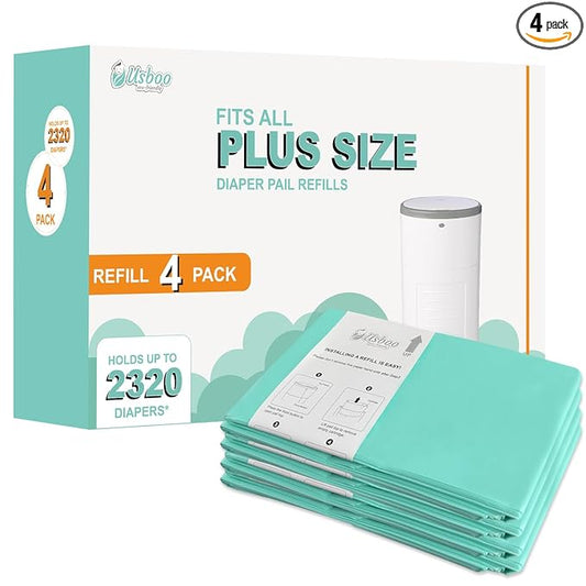 USBOO Refills Compatible with Dekor Plus Diaper Pail,4 Pack Diaper Pail Refill Bags Liners, Reinforced Thickness Diaper Trash Bags, Holds up to 2320 Diapers,Tropical Fruit