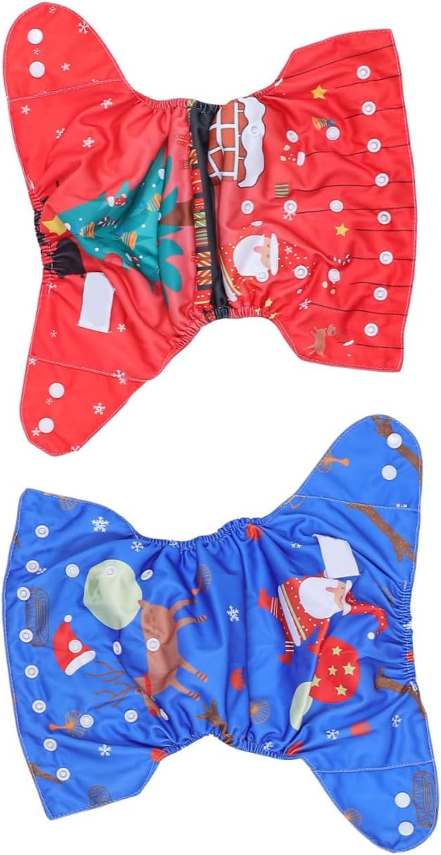 Healifty 2pcs Christmas Nappy Pants Cloth Diaper Cover Training Briefs for Newborns Comfortable Flexible Design Holiday Present