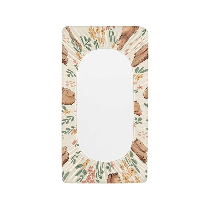 Capybara Floral Baby Diaper Changing Table Sheets Jersey Knit Breathable Changing Table Pad Cover for Infants Toddles 16 * 32 Inches
