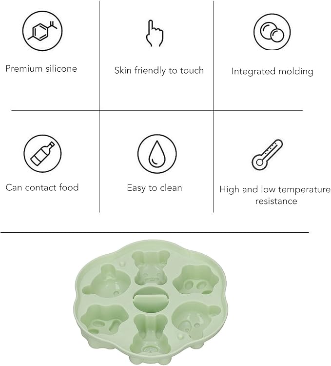 Jelly, Food Grade Silicone, Making Baby Food, ,for Pudding, Cake, Cat Cube Pudding Kitchen with Lid for Home(Green)