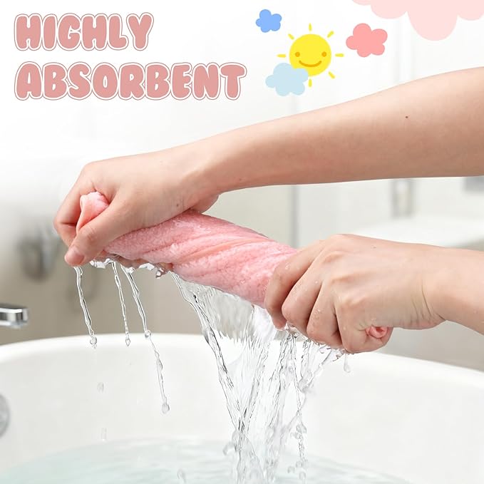 Hahafelt 12 Pack Pink Baby Burp Cloths for Boys and Girls Coral Fleece 20 x 10 Inch Super Soft Burp Cloths with Organza Bag for Newborn Sensitive Skin Essential