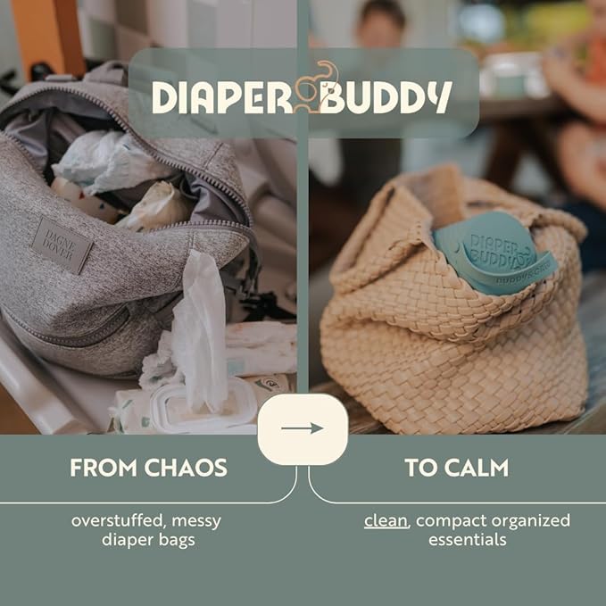 Portable Diaper Changing Kit – Compact All-in-One Diaper Organizer with Wipes Case, Diapers & Disposable Waste Bags for On-The-Go Parents (Light Mint)