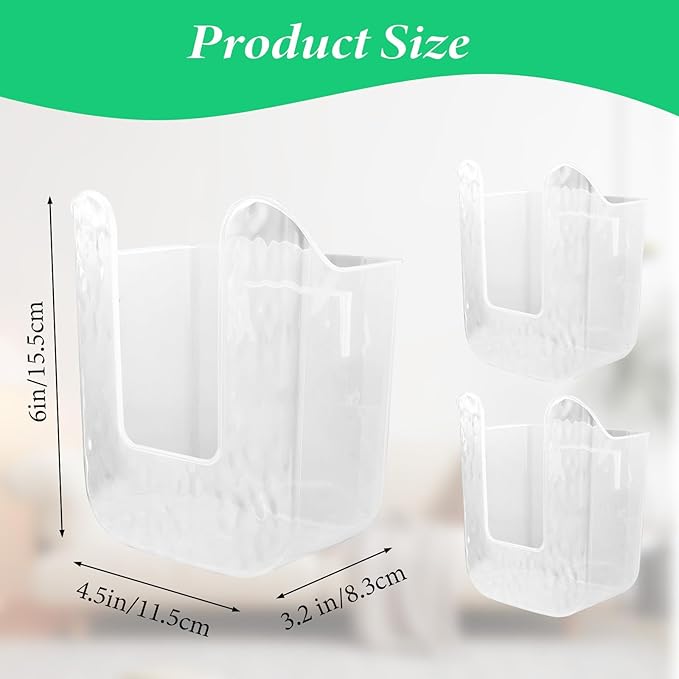 3Pcs Wall-Mounted Wipes Dispenser, Flushable Wipe Holder for Bathroom, Wet Tissue Dispenser Container, Refillable Kitchen Wipes Storage Box for Toilet Bathroom Bedroom (Transparent)