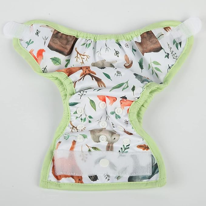 Newborn Baby Cloth Diaper Cover Nappy Hook and Loop (Wolf Rabbit)