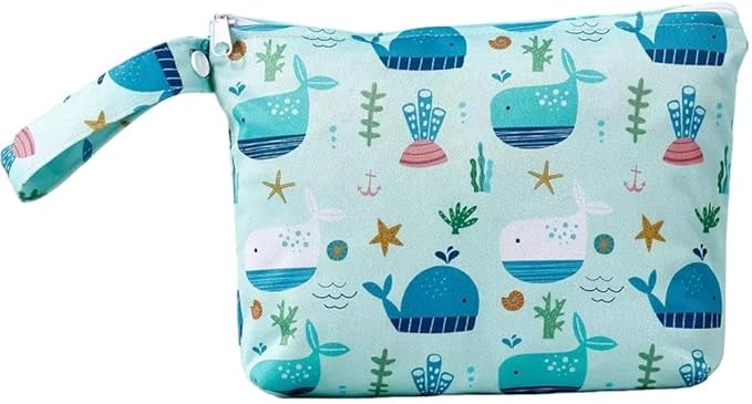 Waterproof Wet Bag with Wrist Strap, Reusable Zippered Pouch for Beach, Swim & Travel, Compact Cosmetic Toiletry Organizer Bag, 7.9 * 9.5 * 2 inches