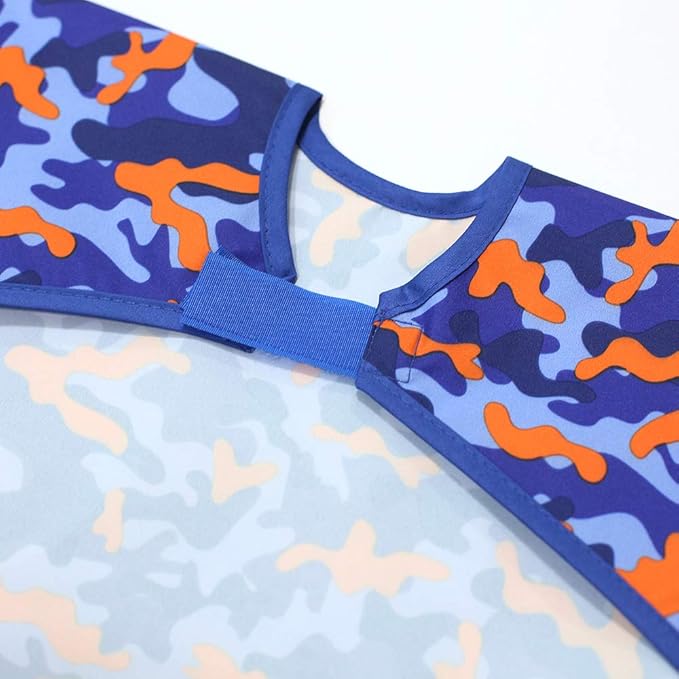 Plie Short Sleeve Waterproof Bib for Toddlers – Easy Clean Feeding Apron for Mealtime, Daycare, Self-Feeding, Lightweight
