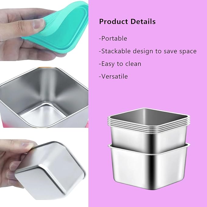 304 Premium Stainless Steel Snack Containers with Silicone Lids, Snackle Box Containers, Easy-Open Leak-Proof Kids for Taking Out for a Picnic, Lunch Box and Travel. (Red Orange Blue-3, 2 OZ)