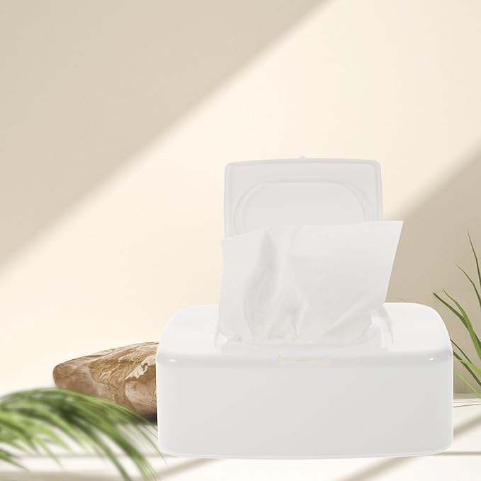 Portable Wipes Dispenser Box with Button Refillable Wet Wipes Holder Compact Travel Case for Home Baby Care Organizer 6.69X4.13X2.36 Inches