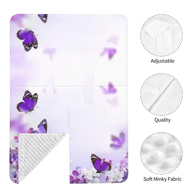 KiuLoam Blue Hydrangeas Flowers and Butterfly Baby Car Seat Canopy, Nursing Cover Breastfeeding Scarf, Stretchy Soft Breathable Infant Carseat Cover for Babies Boys Girls