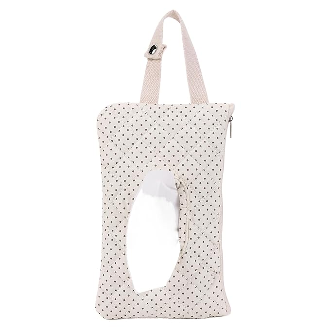 Quilted Baby Wipe Holder, Canvas Floral Quilted Pouch with Hanging Strap, Portable Diaper Wipe Holder for Travel Stroller-Hibiscus
