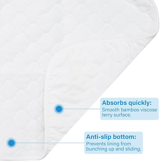 Baby Thicker Diaper Changing Quilted Pad Liner, Non-Slip 3 Pack Heavy Absorbency Reusable Incontinence Pads for Kids Changer Washable Underpads(FDYQ)