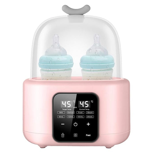 Double Bottle Warmer with Smart Temperature Control, Fast Baby Food Heater and Defrost Warmer with Timer for Twins, LED Display Accurate Temperature Adjustment for Baby Milk Breastmilk (Pink)