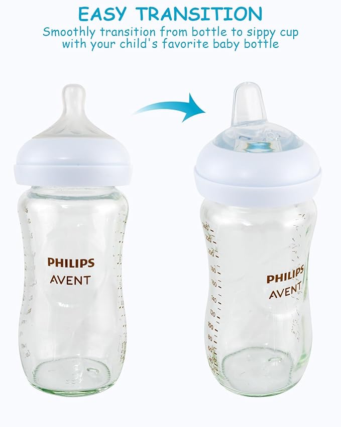 Sippy Spout Nipples for Philips Avent Natural Baby Bottles, My Grippy Spout Sippy Cup & Natural Trainer Sippy Cup, Soft 100% Silicone, 6m+, 2 Count
