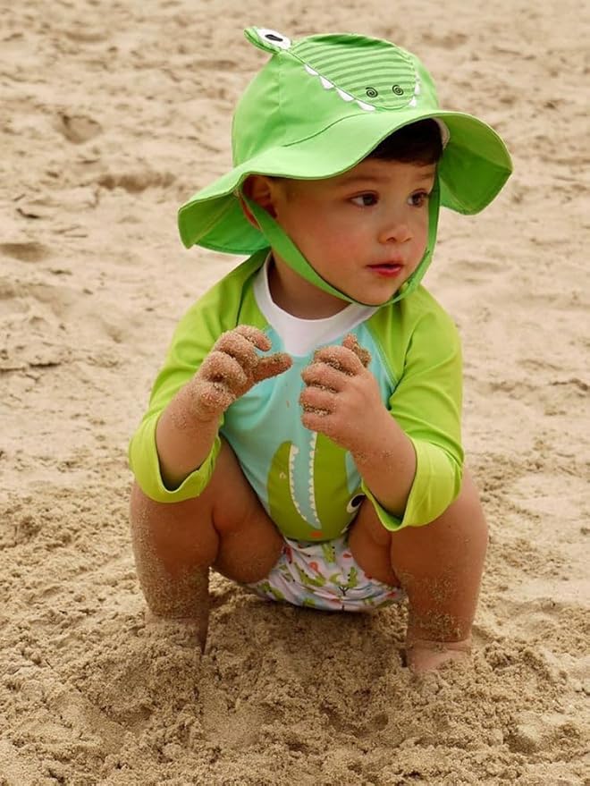 ZOOCCHINI Baby & Toddler Sun Hat & Reusable Swim Diaper Set, UPF 50+ Protection, Chlorine and Salt Water Resistant for Beach and Pool
