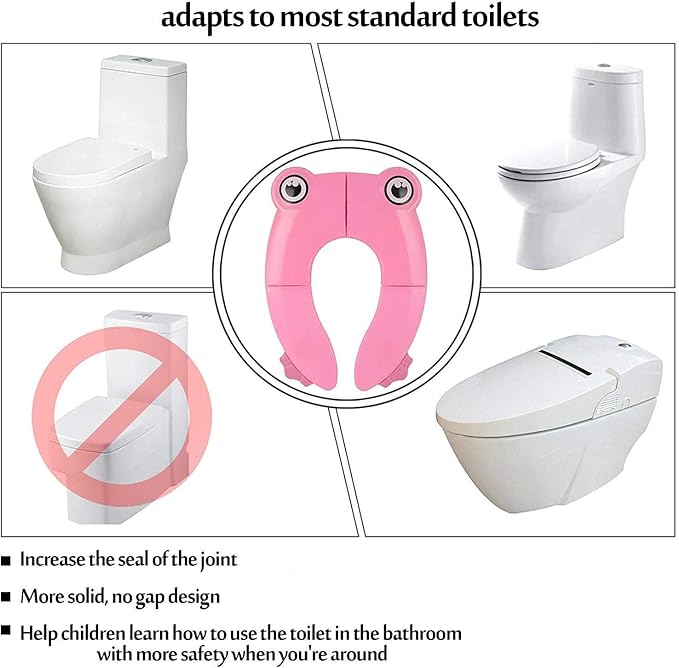 Reusable Portable Kids Potty Training Toilet Seat with Soft Cushion - Toddler Toilet Chair Attachment for Travel, Adjustable Potty Seat - Perfect for Toddlers (Pink)