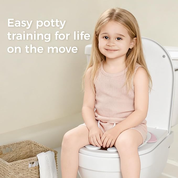 FOOYOO Foldable Toddler Toilet Seat | Portable Potty Training Seat for Travel & Home, Non-Slip, Fits Most Toilets, Easy to Clean, with Travel Bag (Pink)