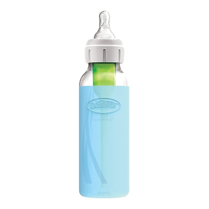 Dr. Brown's Anti-Colic Options+ Narrow Glass Baby Bottle with Level 1 Slow Flow Nipple, BPA-Free, 8 oz/250 mL, 0m+, 2 Count, 1-Pack
