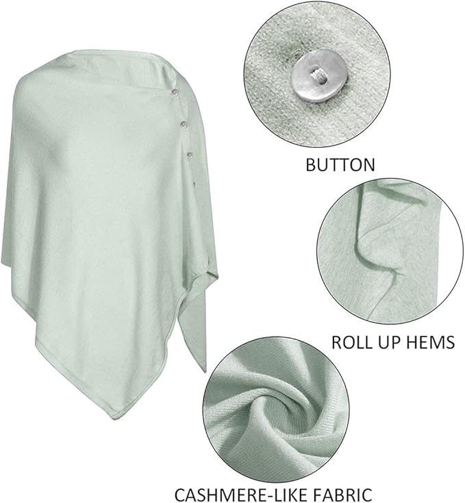 stylesilove Multi-Use Knit Nursing Shawl Poncho Adjustable Buttons for Breastfeeding Protection Nursing Cover Infinity Scarf