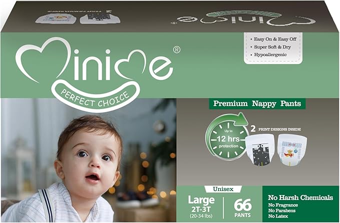 Minime Baby Training Pants - Size 2T-3T (20-34 lbs), 66 Count, Premium Hypoallergenic Training Underwear, Fragrance Free Disposable Baby Diaper Pants