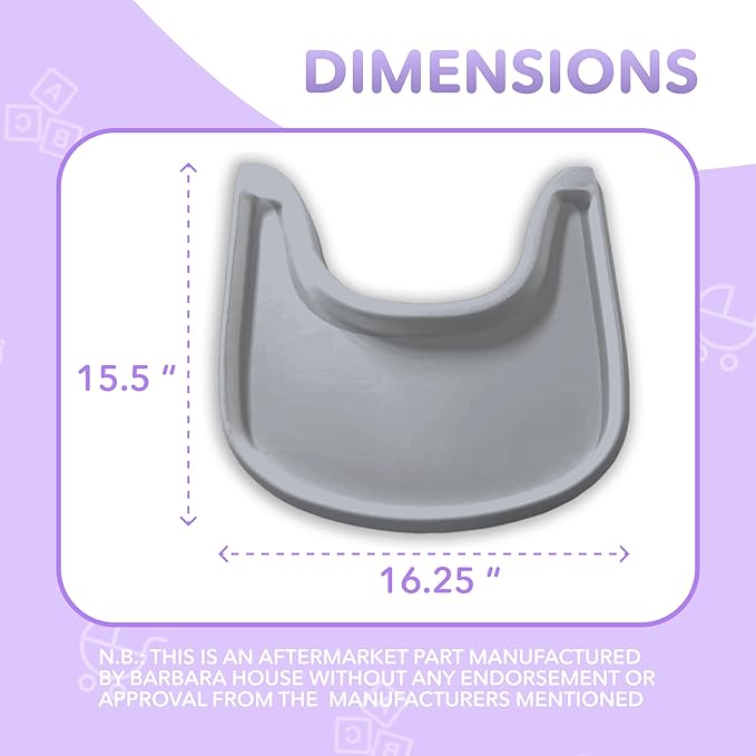 High Chair Tray Compatible with Stokke Tripp Trapp Chair – Matte Gray – NO Suction Plate Feature – Ergonomic Curved Design – BPA-Free, Easy to Assemble