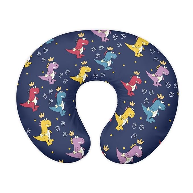 Dinosaur Nursing Pillow Cover for Baby Boy, Washable Nursing Pillow Case for Newborn, Soft Fabric Fits Snug On Infant, Watercolor Dinosaur Blue