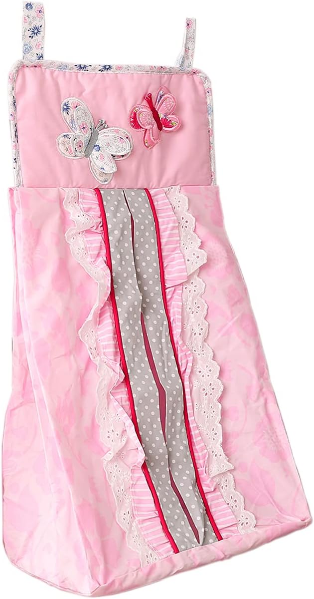 100% Cotton Butterfly Diaper Stacker Storage 1 PC Lovely Pink 3 D Butterfly Crib Diaper Organizer (Pink Butterfly Diaper Stacker)