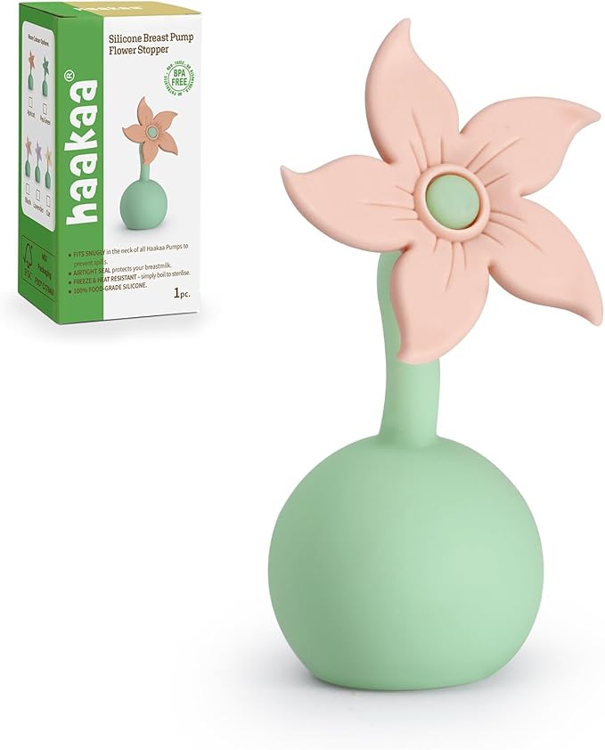 haakaa Manual Breast Pump Flower Stopper (Blush) - Made of Premium Silicone, BPA Free, Compatible with All haakaa Breast Pumps