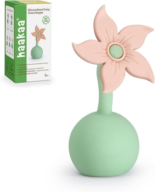 haakaa Manual Breast Pump Flower Stopper (Blush) - Made of Premium Silicone, BPA Free, Compatible with All haakaa Breast Pumps
