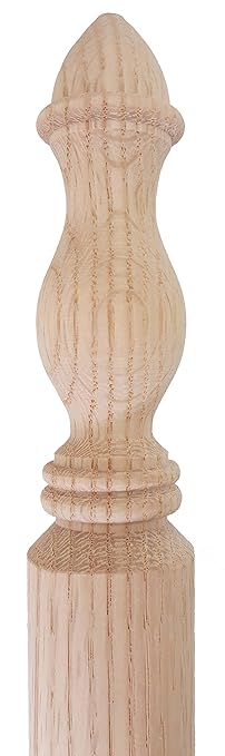 Highland Manor Wood Products Round Traditional Corner Guard Both Ends Turned - 42" Tall x 1 3/8" Wide 90 Degree Notch Unfinished Oak Wood Corner Protectors for Walls (1 Guard)