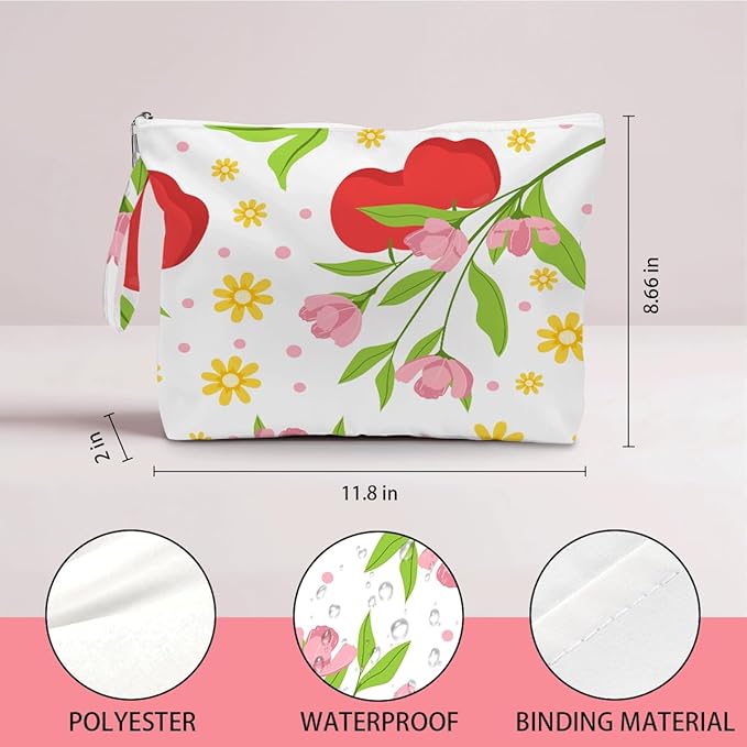 IAXIC Wet Dry Bag, Wet Bag for Swimsuit, Diaper Sunscreen Large Zipper Pouch Waterproof Pouch, Beach Bags for Women, Floral and Fruit Patterns, Gifts for Ladies Girls Friends Colleagues and Sisters