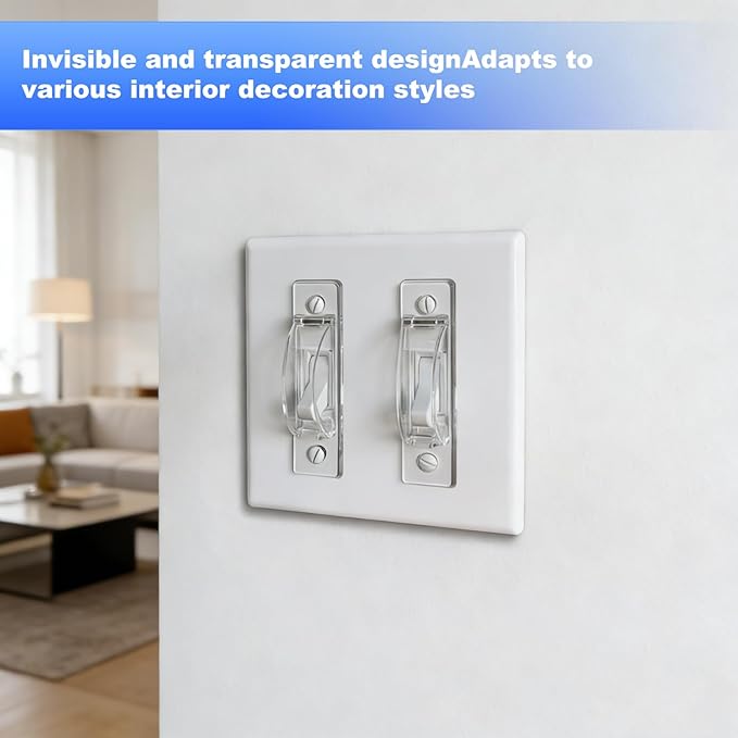 Light Switch Cover Guard, 2 Pack Clear Light Switch Lock, Light Switch Guard, Child Proof Light Switch Cover, Prevent Accidental ON/Off from Kids, Pets, Bumps，Includes Screws