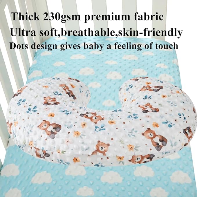 Dot Nursing Pillow Cover Set 2 Pack Nursing Pillow Slipcovers, Ultra Soft Compatible with Boppy Pillow,Standard Pillow for Baby Boy Girl Light Coffee, Bear