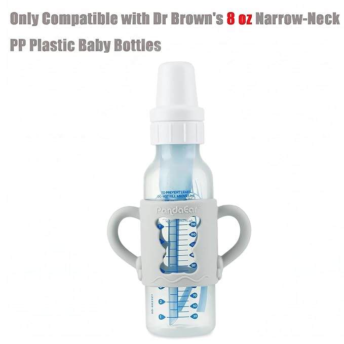 PandaEar 4 Pack Silicone Baby Bottle Handles Compatible with Dr Brown 8 oz/250 ml Narrow Baby Bottles, Baby Feeding Bottle Holder Grips
