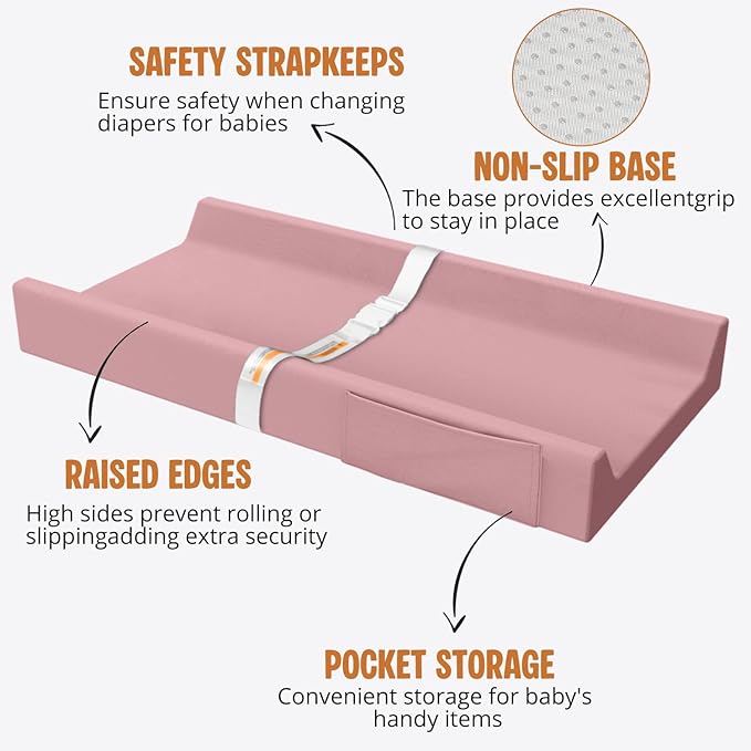 Vegan Leather Baby Changing Pad, Waterproof & Wipeable Soft Diaper Changing Mat 32“ x 16.6" Comfortable Infant Changing Station for Dresser & Table
