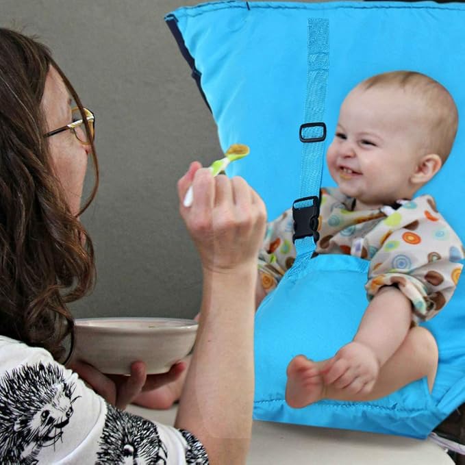 Baby High Chair Portable Easy Seat Harness for Travel Feeding Time, Suitable for Dining Camping Chair, Holds Baby Infant Toddler Up to 44 lbs, Hand Wash Cloth Included