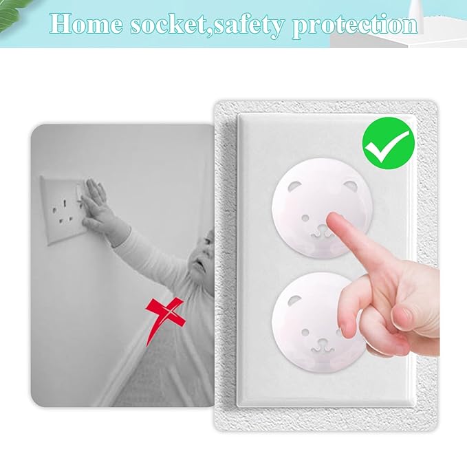 Fielect Outlet Plugs Covers 30Pcs Childproof Outlet Covers Protectors EU Electric Socket Cover Electrical Protector 2-Pin Transparent