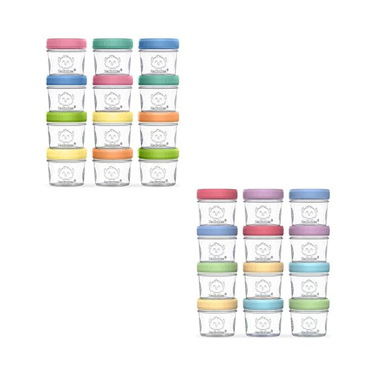 KeaBabies 12-Pack 4oz Glass Jars with Lids - 12pk Small Glass Baby Food Containers with Lids, Leak-Proof, BPA-Free, Purees & Baby Snack Containers Storage, Microwave, Dishwasher & Freezer Safe