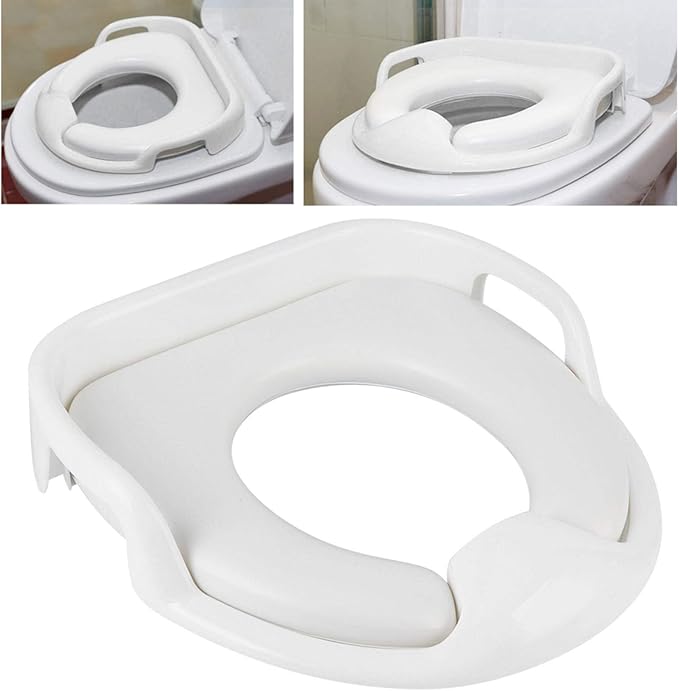 Kid Toilet Seat, with Non‑Slip Handle Comfortable Unisex Environment‑friendly Anti‑splash Urine Toilet Seat, for Children Kid Protect Kids Potty Training(white)