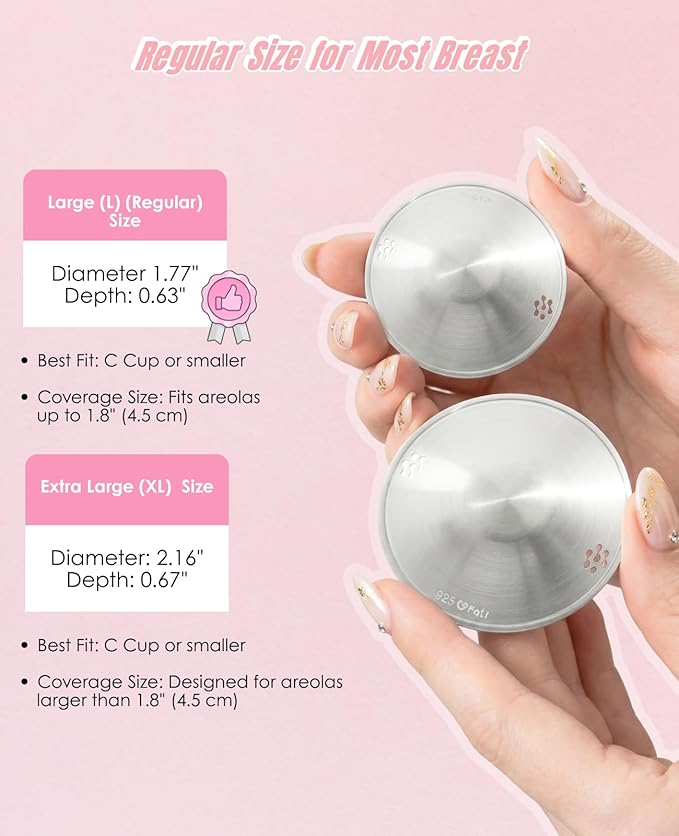 The Original Silver Nursing Cups, Nipple Covers for Breastfeeding, Nipple Shields for Nursing Newborn, Breastfeeding Essentials Silver Nipple Guards