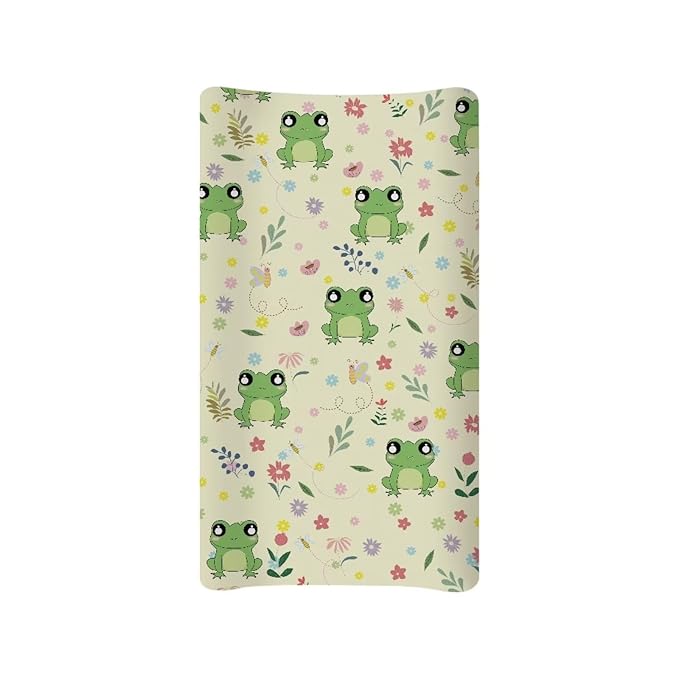Frog Floral Changing Pad Cover for Baby Girls Diaper Change Table Covers, Soft Stretchy Infant Newborn Changing Mat Sheet