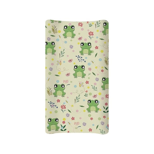 Frog Floral Changing Pad Cover for Baby Girls Diaper Change Table Covers, Soft Stretchy Infant Newborn Changing Mat Sheet