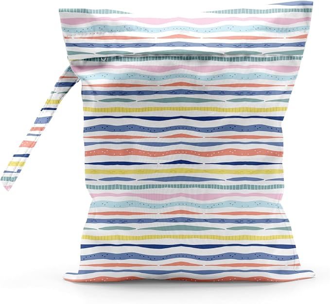 Waterproof Cloth Diaper Wet Dry Bag Reusable Travel Beach Pool Daycare Soiled Toddler Items Yoga Gym Bag for Swimsuits Wet Clothes Bags - Rainbow Pattern