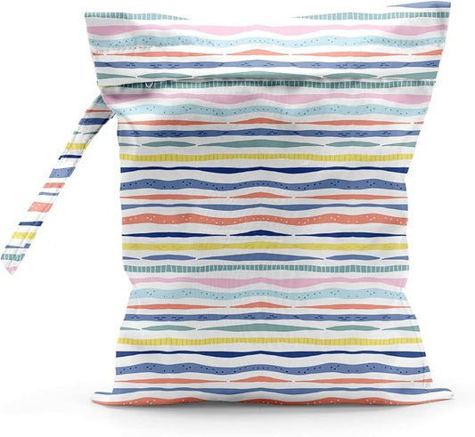 Waterproof Cloth Diaper Wet Dry Bag Reusable Travel Beach Pool Daycare Soiled Toddler Items Yoga Gym Bag for Swimsuits Wet Clothes Bags - Rainbow Pattern