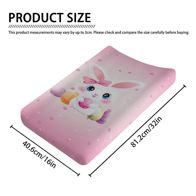 Easter Changing Pad Covers for Baby Boys Girls Diaper Changing Pad Cover Rabbit Changing Table Pad Cover 32''*16'' Nursery Decor