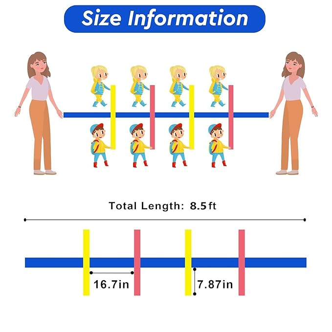 Children Walking Rope for Toddlers, Daycare & Classroom – 8 Kids + 2 Adult Handles – Toddler Safety Rope with Storage Bag for Field Trips, Class Trips, Preschool, Outdoor Walks & Fire Drills
