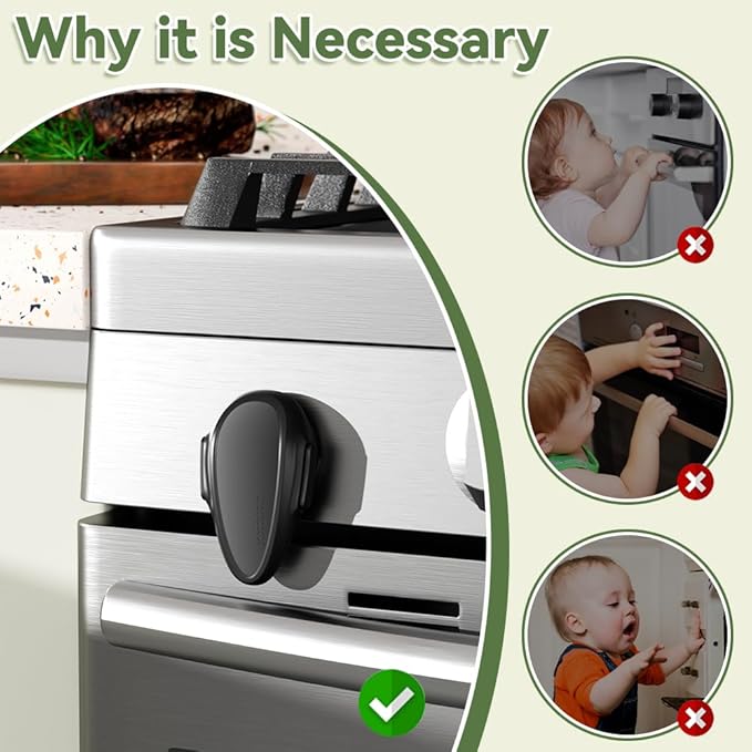 SAFELON 1 PC Child Safety Oven Door Lock, Childproof Oven Front Lock, Heat-Resistant Material, Durable & Easy to Install (Black)