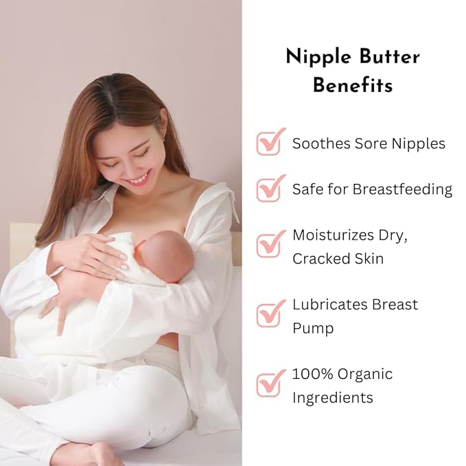 Irene Organics Organic Nipple Balm – Lanolin-Free Nipple Cream for Breastfeeding Moms – Natural Relief for Dry, Cracked Nipples – Safe for Nursing & Pumping, 2oz