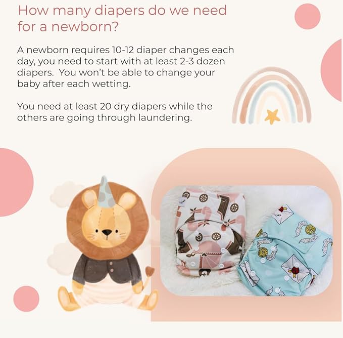 KaWaii Baby Little Green Baby Bamboo Cloth Diapers Newborn to 22 lbs, 12 Bamboo Diapers, 24 Bamboo Inserts.