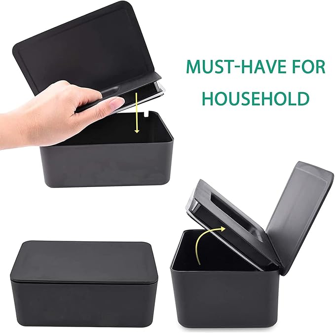 Moorfowl Makeup Remover Wipes Container,7.28" L * 4.80" W * 2.75" H, Makeup Wipes Holder Dispenser Chic for Bathroom Vanity Dressing Table (Black)
